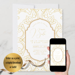 Convites Casamento Dourado Espanol Invitación Boda Elegante
