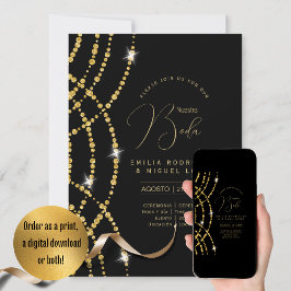 Convites Casamento Dourado Espanol Invitación Boda Elegante