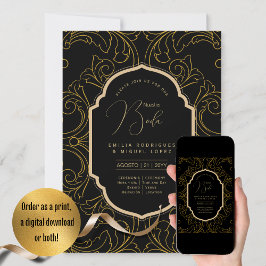 Convites Casamento Dourado Espanol Invitación Boda Elegante