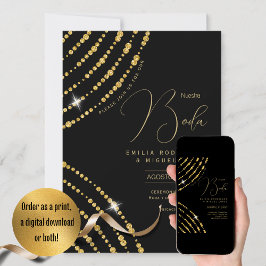 Convites Casamento Dourado Espanol Invitación Boda Elegante