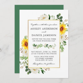 Convites Casamento Dourado Floral Branco