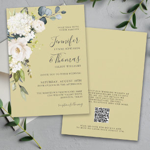 Convites Casamento Dourado Floral Branco Elegante com códig