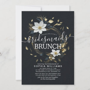 Convites Casamento Dourado Floral Brancos Bridesmaid Brunch