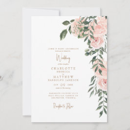 Convites Casamento Dourado Floral e Gordo Blush