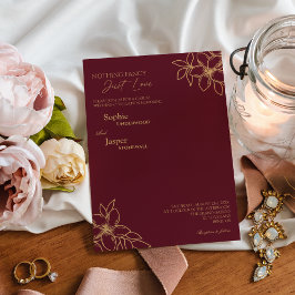 Convites Casamento Dourado Floral Nada Rico Burgundy