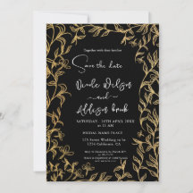 Casamento Dourado Floral Negro
