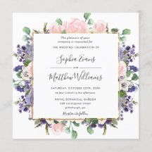 Casamento Dourado Floral Purple Lavanda Blush Eleg