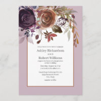 Casamento Dourado Floral Púrpura Elegante
