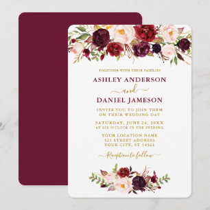 Convites Casamento Dourado Floral Rosa-Amarelo
