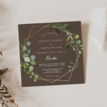 Casamento Dourado Geométrico Castanho Castanho Esp