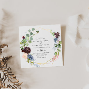 Convites Casamento Dourado Geométrico Casual