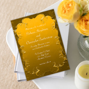 Convites Casamento Dourado Gilded Filigree Vintage