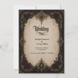 Convites Casamento Dourado Gótico Vitoriano Barroco Medieva