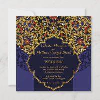 Casamento Dourado Hindu Vermelho Azul Lux Jeweled