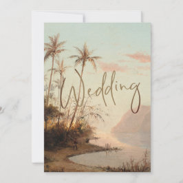 Convites Casamento Dourado I da Árvore Tropical de Palma El