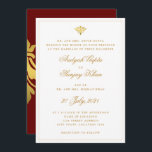 Convites Casamento Dourado Indígena Vermelho Elegante Burgu<br><div class="desc">Convite para Casamento Dourado da Índia Elegante Burgundy</div>