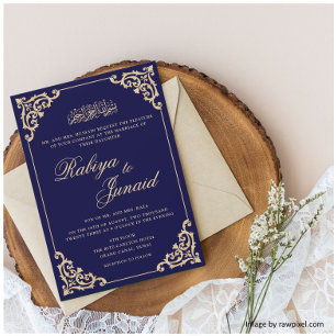Convites Casamento Dourado islâmico islâmico Elegante