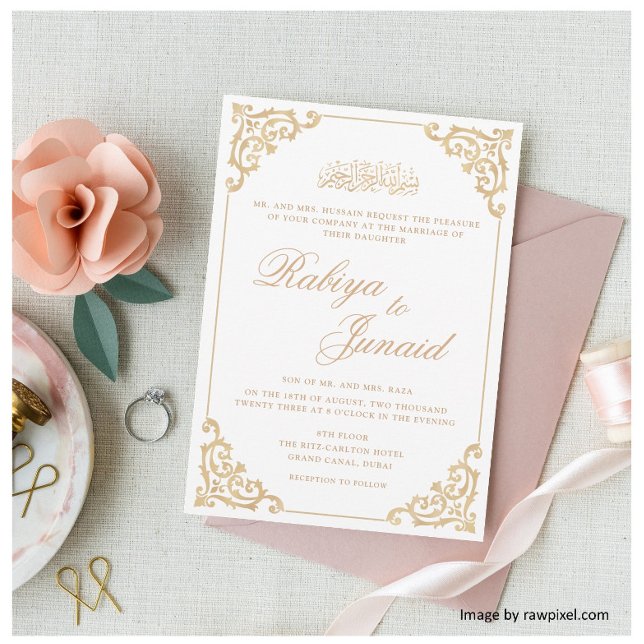 Convites Casamento Dourado islâmico islâmico Elegante (Criador carregado)