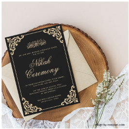 Convites Casamento Dourado islâmico Nikah Black