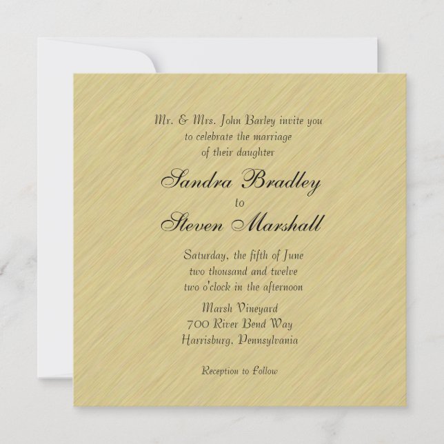 Convites Casamento Dourado Maciço Brutado (Frente)