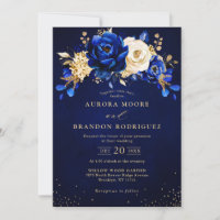 Casamento Dourado Metálico Real Azul Branco Invi