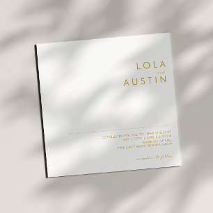 Convites Casamento Dourado Mínimo Moderno de Font Square