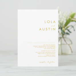 Convites Casamento Dourado Moderno e Minimalista