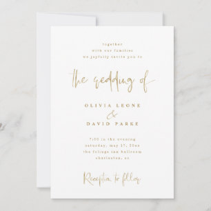 Convites Casamento Dourado Moderno Faux