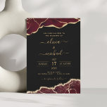 Convites Casamento Dourado Negro Moderno Agate Burgundy<br><div class="desc">Agate Geode Black,  Burgundy e Gold Foil Wedding Primavera ou Summer Wedding Invices - inclui um roteiro moderno e elegante para a celebração especial do dia do casamento.</div>