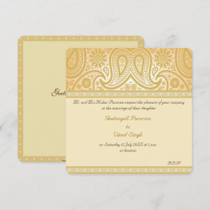 Convites Casamento Dourado paisley Hindu