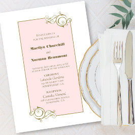 Convites Casamento Dourado rosa