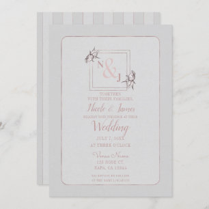 Convites Casamento Dourado, Rosa Botânica, Rosa, Vintage