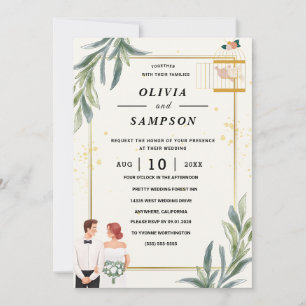 Convites Casamento Dourado Rosa Verde Borgonha
