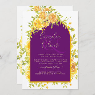 Convites Casamento Dourado Roxo Púrpura da Magenta Amarela