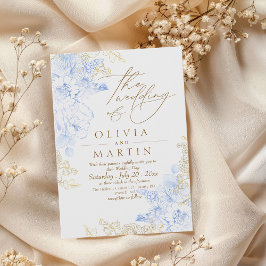 Convites Casamento Dourado, russo e elegante Florais Rosa