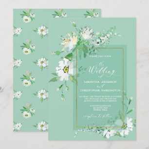Convites Casamento Dourado Russo Pintado Floral de Neo Mint