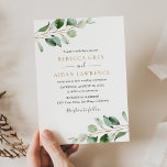 Convites Casamento Dourado Rustic Botanical Eucalyptus Gree<br><div class="desc">Este Convite de Casamento simples e elegante apresenta lindas ramificações de folha de cor aquática de eucalipto com uma cor aquosa, e foi combinado com uma caligrafia caprichosa e uma letra de serifa clássica em ouro e cinza. Para fazer alterações avançadas, selecione a opção "Clique para personalizar mais" em Personalizar...</div>