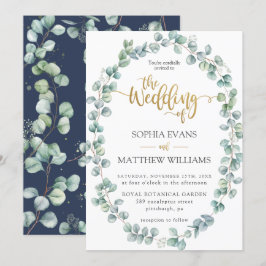 Convites Casamento Dourado Rustic Eucalyptus Greenery Wreat