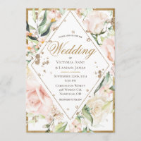 Casamento Dourado Rústico Floral Rosa Elegante