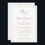 Convites Casamento Dourado tradicional monograma formal ele<br><div class="desc">O estilo tradicional é um convite de casamento de ouro falso com um design simples e clássico com seu monograma inicial e seus nomes em um dentro de caligrafia elegante de uma fronteira fina. Todos os elementos de design podem ser alterados na ferramenta de edição de design. Estes convites de...</div>