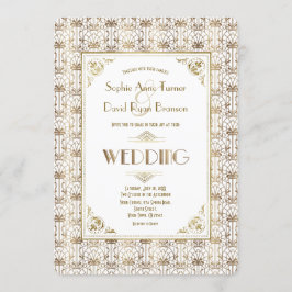Convites Casamento | Dourado White Roaring 20s Art Deco