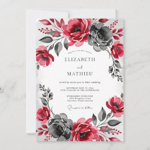 Convites Casamento Dramático de Inverno em Carvão Borgonha