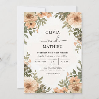 Convites Casamento Dusky Peach Arch Botânico