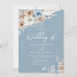 Convites Casamento Dusty Blue Bohemian Watercolor