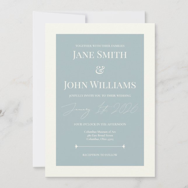 Convites Casamento Dusty Blue Eterno 5x7 (Frente)