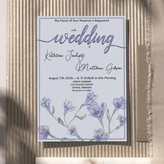 Convites Casamento Dusty Blue Floral Watercolor (Criador carregado)
