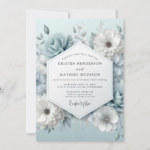 Convites Casamento Dusty Blue Frosted Flora