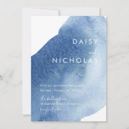 Convites Casamento Dusty Blue Modern Watercolor