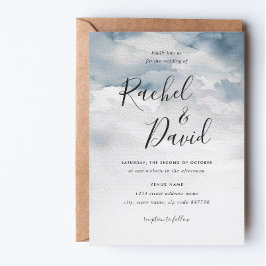 Convites Casamento Dusty Blue Watercolor