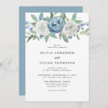 Casamento Dusty Blue & White Floral Watercolor